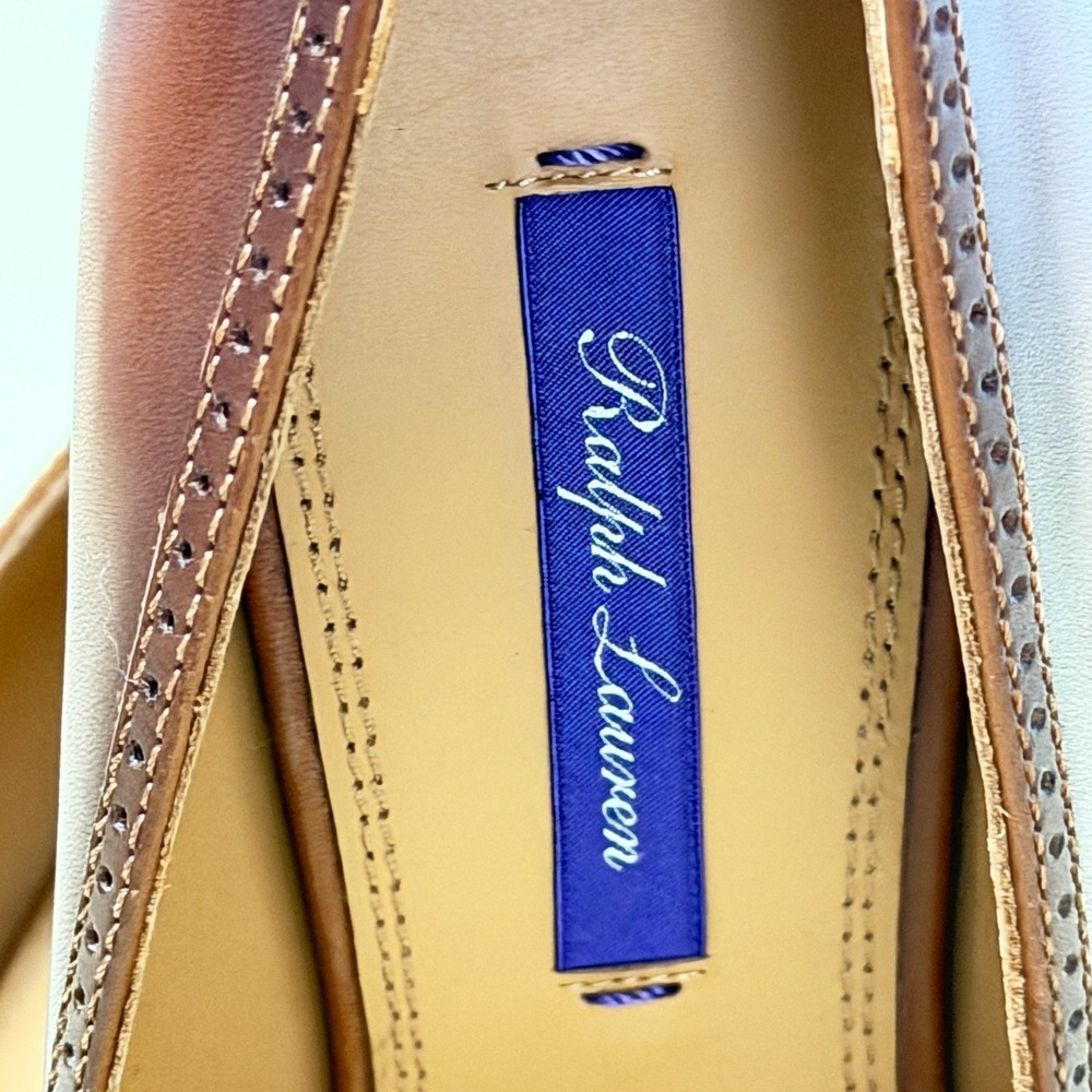 NEW Ralph Lauren Purple Label Sibylle Heels EU37.5 US7.5 Brown Burnished Leather - Picture 6 of 12